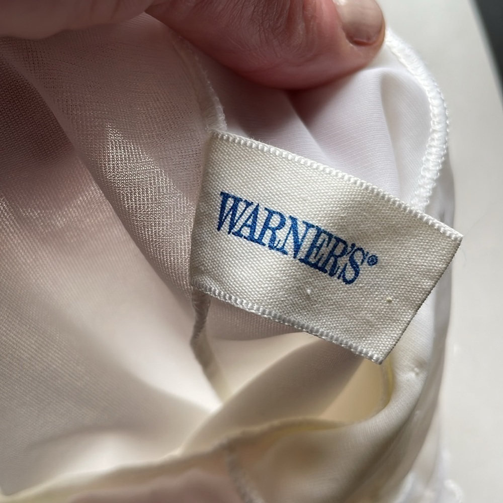Warner’s Chemise Nightie SM White Romantic Appliqué VTG Slip Floral Chiffon - Picture 9 of 15